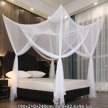 1 pieza Mosquitera de 4 esquinas y diseño elegante, de 210x190x240cm/83x75x95in, de malla fina para cama, ventana, de estilo colorido para camas matrimoniales/grandes/extra grandes - Blanco - Ver 6