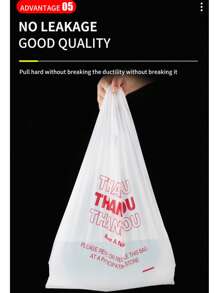 50PCS/100PCS Thicker Thank You T-Shirt Plastic Bags For Commercial Use, Vest Backpacks, Food, Gifts, Grocery, Shopping, Restaurants, Convenience Stores