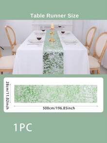 1 件 28*300cm/28*500cm/28*1000cm 鼠尾草绿/黑色/圣诞绿桌布,闪亮金属银绿色桌布,适合婚礼派对、新娘送礼会、生日派对、圣诞节、万圣节等活动 - 彩色 - 查看 9