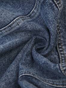 Chaqueta vaquera de mujer de estilo vintage con remaches y decoración de perlas falsas, look retro - Azul - Ver 6