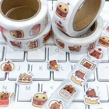 2st 500pcs/Roll Capybara Stickers - PVC, Self-Adhesive Decals With Cute Animal Designs, Glitter Finish, Perfect For Laptops, Scrapbooks, Phones, Skateboards, Guitars - Ideal For DIY Projects And Holiday Gifts, Notebook Stickers|Playful Decals| Stickers - Multicolor - View 5