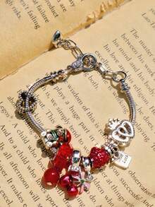 1 件红樱桃串饰手链、可爱草莓 DIY 手链、Y2K 复古心形手链、可爱泰迪熊串饰手链 - 銀色 - 查看 7