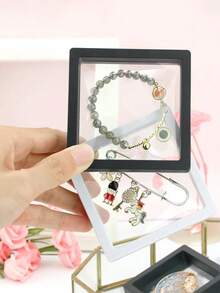 10pcs Transparent PE Film Jewelry Display Cases, Anti-Oxidation Jewelry Storage Boxes, Floating Frame Jewelry Organizers, Portable Jewelry Containers For Pendants, Necklaces, Bracelets, Rings, Coins, Earrings, Medals, Specimens, Bedroom, Living Room, Bathroom, Home Decor, Birthday, Easter, Mother's Day Gifts Summer Storage Organizer Gift Back To School