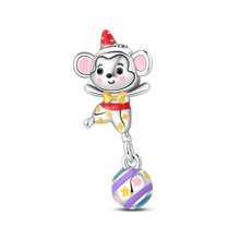 1 pieza Colgante de plata con plateado de la serie del parque de atracciones del circo, que incluye un lindo péndulo de noria, carrusel, mono, globo aerostático, oso, ardilla y payaso, adecuado para pulseras DIY y joyería de mujer