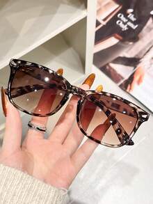 1 件/2 件塑料女士全框豹纹黑色双色 Y2K 经典辣妹风格现代简约风格太阳镜基础款时尚眼镜适合夏季海滩度假外出装