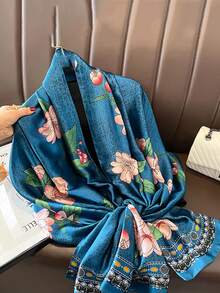 FADZOYLE 1 Stück 180*90cm Damen Seidentuch, Blume Muster Muster, seidig weiche Haptik, vintage Sommer Strandüberwurf, Satinkopftuch, Halstuch, Haargummi, Handtaschentuch, elegantes Abendkleid, Reise, Büro, Hochzeit und Geschenk - Verschiedenfarbig - Übersicht 7