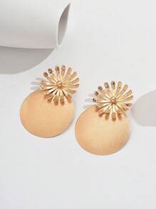 1 Pair Elegant Geometric Frosted Circle & Flower Shaped Earrings For Women, Suitable For Casual Daily Wear