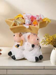 1pc Cartoon Sheep Decorative Tray, Home Living Cartoon Storage Box, Suitable For Home Decor, Bedroom Decor, Office And Student Spaces, Can Be Used For Storage, Wedding Decor, Home Decoration, Jewelry Organization, Party Decor, Makes A Great Gift - Multicolor - View 9