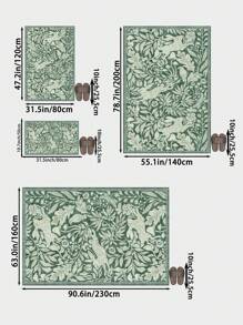 1 Piece Rectangle Faux Cashmere Carpet With Flower Bunny Print. Green Area Rugs For Living Room, Soft Carpet For Bedroom, Home Decoration, Soft And Fluffy Rug For Bed Room, Delicate To The Touch, Non-Slip Washable And Foldable Area Rug. It Can Be Used In Living Room, Bedroom, Doormat, Home Decoration, Suitable For Different Seasons Of Spring, Summer, Autumn And Winter.