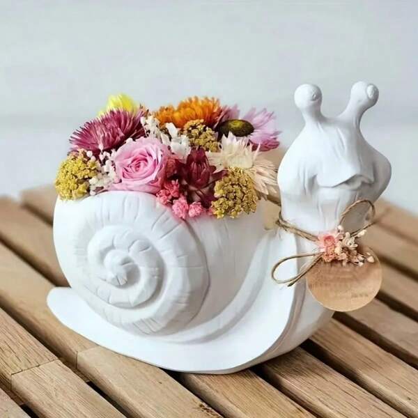 Crystal Epoxy Resin Snail Decoration Stand Organizer Box, DIY Resin Plaster 3D Stereo Flower Pot Silicone Mold