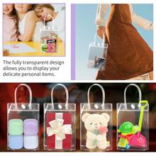 24/5Pcs Clear Waterproof Party Gift Wrap Tote Bag Reusable Dried Flower Doll Storage Ornaments Wedding Birthday Party Craft Boutique Tote Bags Home Office Decor Storage