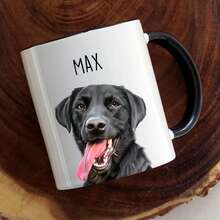 Customized Coffee Mug With Personalized Pet Portrait Design, "Dog Dad", "Dog Mom", Name Customization, Great Gift For Dog Lovers, Suitable For Family Dog Photos, 11oz, 15oz, Reusable - Multicolor - View 3