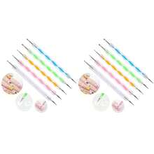 5 Pc 2 Way Dotting Pen Tool Nail Art Tip Dot Paint Manicure Kit (5PC) (Pack Of 2)