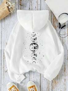 Women's Moon Phases Sweatshirt, Long Sleeve - 白色 - 查看 1