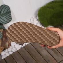 Women's Open Toe Thick Sole Contrast Color Sandals, New Summer Casual Comfortable Slip-On Outdoor Holiday Blue Slippers - Brown - View 6
