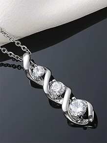 1 Pc Romantic Cubic Zirconia Necklace Pendant For Women For Valentine's Day Gift Engagement Anniversary Party Jewelry