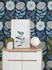 Boho Floral Removable Peel And Stick Wallpaper Paisley Wall Art Wall Decor Blue And White Flowers On Navy Bluekid's Room Self Adhesive Wallpaper Room Decor Home Decor Wallpapers Wall Paper Bathroom Kitchen Wall Stickers Wall Sticker