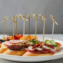 20/50/100/200pcs Knotted Bamboo Fruit Toothpicks, Suitable For Snack, Beverage, Handmade Food Decoration - Great For Christmas, Wedding, And Barbecue Parties