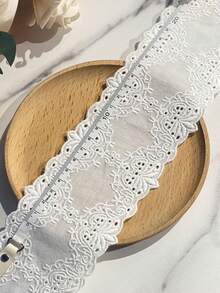 1 Yard European-Style Floral Lace Trim, 6/8cm, Embroidered Double Edge Craft Supplies - White - View 14