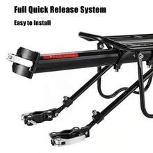 Universal Adjustable Bike Cargo Rack, Rear Bike Rack Cargo Rack Alloy Luggage Carrier Bicycle 110 Lbs Capacity Holder, Bicycle Luggage Carrier Racks With Reflective Logo - Black - View 7