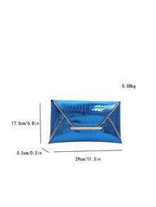 Crocodile Skin Pattern Solid Color Sequin Minimalist Casual PU Clutch Envelope Bag - Blue - View 8