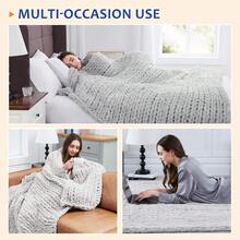 Chunky Knit Blanket - Soft Chenille Yarn Throws 40x50: Handmade Thick Cable Crochet Blanket - Large Chunky Yarn Rope Knot Throw For Couch, Sofa, Bed Home Decor - 灰色 - 查看 5