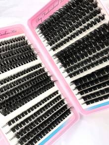 500 件/包簇状大容量睫毛书，60D/80D/100D/120D/160D/200D 混合仿貂皮睫毛，0.07 毫米 D 卷曲 10-18 毫米混合自然睫毛延长，3D 俄罗斯卷单根睫毛簇，化妆工具，适合初学者，可在家重复使用 - D - 查看 10
