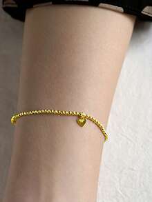 1 件优雅的 S925 纯银串珠和管状弹性手链，简约设计，多功能配饰礼物 - 原子 - 查看 9