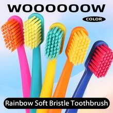 1 支装/5 支装彩虹牙刷，软毛，全尺寸刷头，男女通用，无香型，尼龙刷毛，高密度，家庭牙齿护理套装