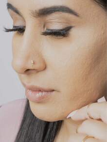 1PC Gold Nose Ring Hoop 2 Stone Gems Piercing Faux Cuff Body Piercing Ava's Accessory Box Body Jewellery - Gold - View 2