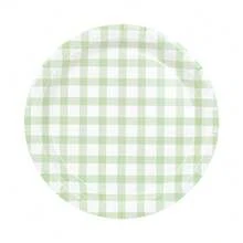 10 件/30 件/60 件鼠尾草绿格子派对用品绿白扇形格子纸盘杯子餐具套装绿格子盘子一次性鼠尾草白格子派对装饰适用于生日家庭野餐烧烤 - 綠白 - 查看 6