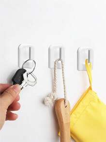 10pcs White Self-Adhesive Hooks, Suitable For Mesh Curtain Rods, Window Hooks For Bathrooms And Kitchens, Curtain Rods