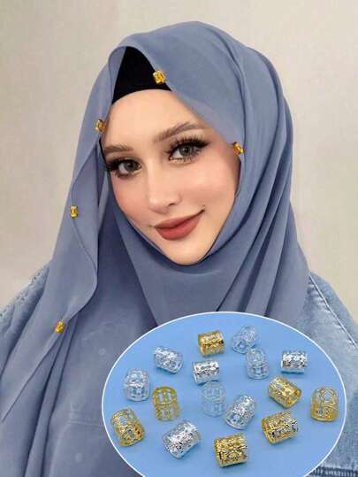 10pcs Hollow Headscarf Clips & Pins Accessories For Hijabs Decorative Clips