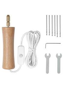 電動樹脂珠寶鑽套裝，50入組木質手柄樹脂工具，多用途功率專為鑽孔、砂磨、拋光、切割、雕刻、DIY樹脂工藝而設計的實用便捷精密珠寶製作工具 - 彩色 - 查看 14