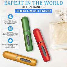 6pcs Refillable Perfume Travel Set, 5ml Fragrance Bottle, Mini Size Cologne Refill Bottle, 6 Fashion Colors Design With Quantity Indicator, Shockproof Plastic - Multicolor - View 5