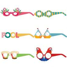 6 件套夏季夏威夷和墨西哥风格纸质派对太阳镜、摄影道具和装饰品，适合节日和夏季派对