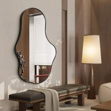 Asymmetric Wall Mirror - Black Irregular Abstract Wall Mirror Nautical Aluminum Alloy Frame Wall Mirror, Living Room, Bedroom, Bathroom, Entrance Passage, Wardrobe