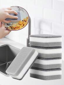 1/5/10/40/100pcs High Density Sponge Scrubber, Kitchen Cleaning Sponge Scrub Pad