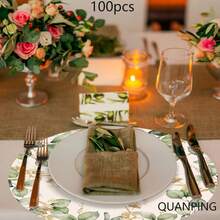100pcs/Pack Pink Flower 13-Inch Disposable Paper Placemats, Suitable For Weddings, Parties, Restaurants, Country Homes, Kitchenware, Birthdays