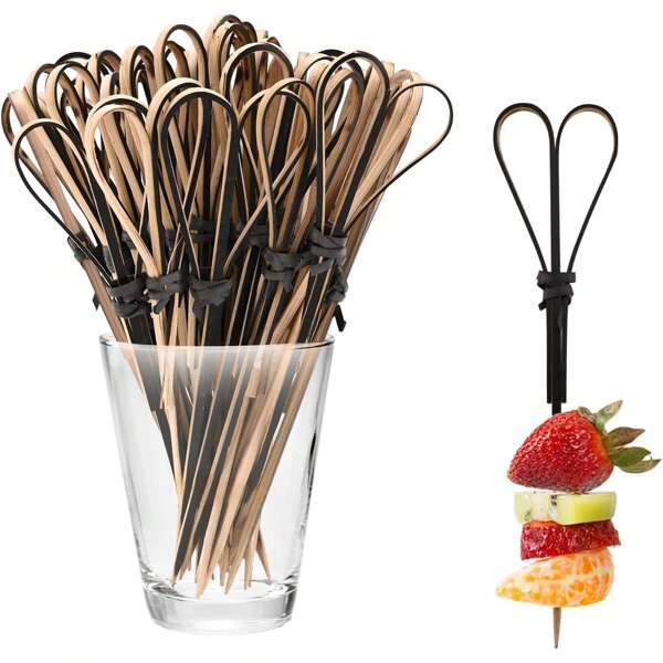 200/100/50/10 piezas Pinchos de fruta creativos, pinchos de bambú, pinchos decorativos, tenedores de fruta para pasteles y aperitivos, aptos para diversas ocasiones y fiestas, útiles escolares