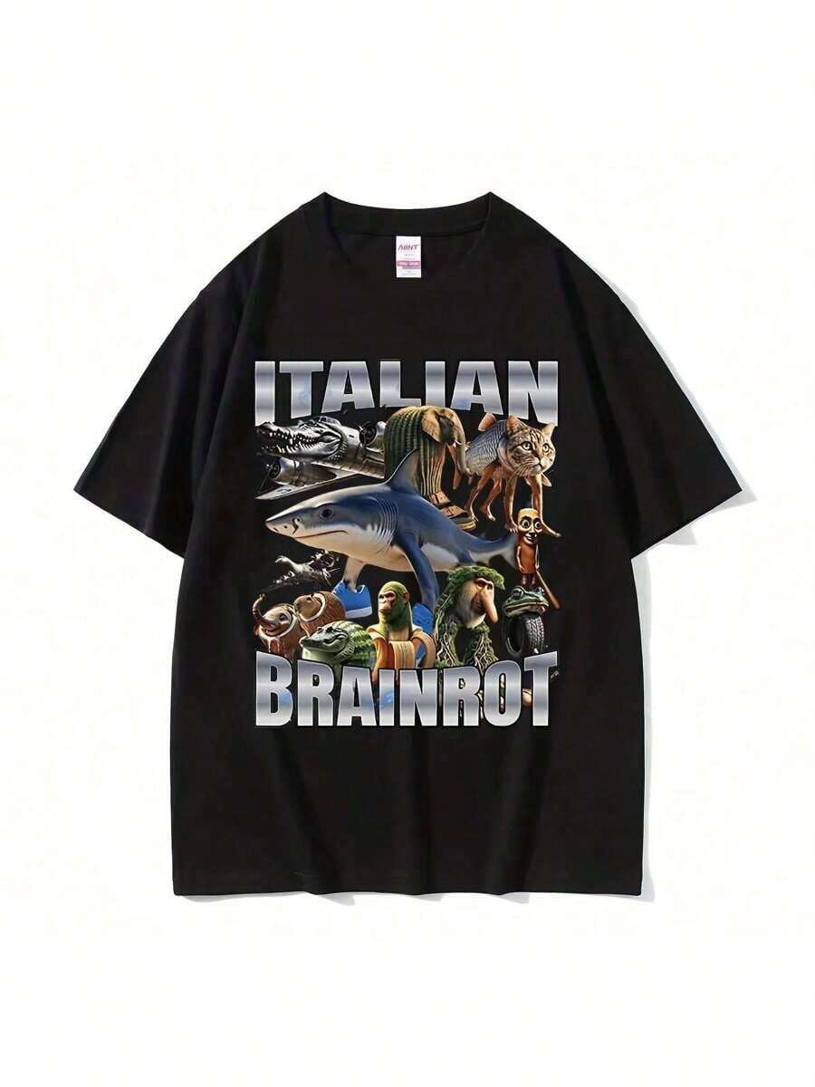 Italian Brainrot Funny Meme Print TShirt Tralalero Tralala Bombardiro Odilo Tshirt Wo Casual High Quality Cotton TeesA Laid-Back Casual Chic T-ShirtSummer Travel Fashion T-Shirt-7271-YHHCN TRADING LIMITED - Black - View 1