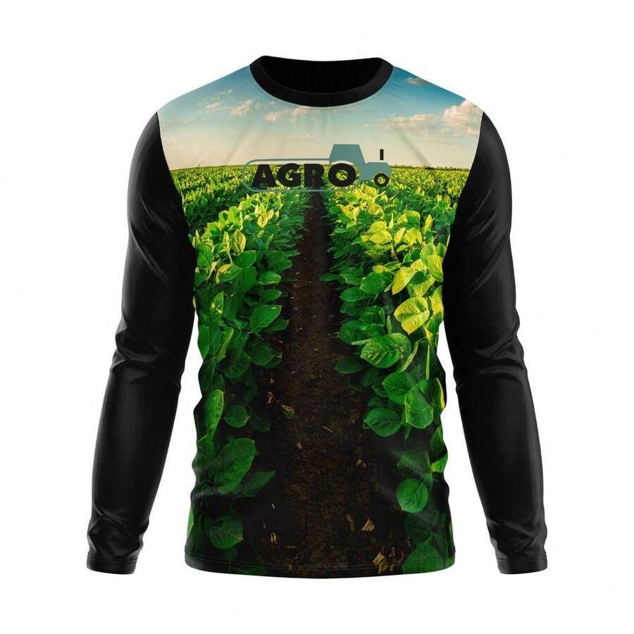 Shirt Men's And Women's T-Shirt UV Sun Protection Agro Rural Tractor - Army Green - View 1