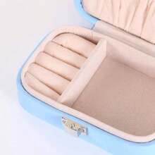 1 pieza Caja de joyería personalizada de color macaron, de gran capacidad, unicolor, portátil para viajes, para almacenamiento de anillos y collares, regalo de moda y romántico para el Día de la Madre, Día de San Valentín, personalizado, caja multifuncional para organizar maquillaje y joyería.