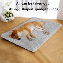 وسادة حيوانات أليفة للكلاب والقطط، حصيرة كينيل، حصيرة أرضية، قابلة للإزالة والغسيل، مناسبة للخريف/الشتاء، تناسب الكلاب الصغيرة/المتوسطة/الكبيرة، حشوة إسفنجية بشكل بيضاوي، قماش بنمط قشر السمك، أنيق، مانع للانزلاق وغير منفذ للرطوبة