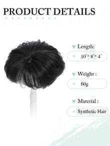 Natural Black Short Hair Topper With Bangs Relaxed Pixie Cut Clip In Hair Topper For Women With Thinning Hair Synthetic Hair Top Hairpieces