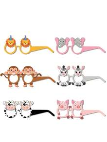 6 件套夏季夏威夷和墨西哥风格纸质派对太阳镜、摄影道具和装饰品，适合节日和夏季派对