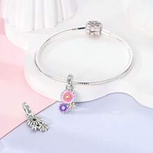 Easvnya Nueva serie de los talla grande vendidos de colgantes con castillo de plata y floral, diseño 3D exquisito y de moda, accesorios de joyería DIY adecuados para pulseras y collares, encantador y de moda para mujer, para uso diario u ocasiones especiales, excelente como regalo de San Valentín o cumpleaños