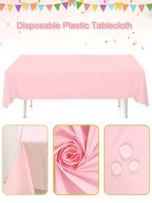 1/5 Packs Pink Plastic Tablecloth Disposable, 137x183cm Light Pink Disposable Rectangle Table Covers For Party, Birthday, Wedding, Picnic, Home Kitchen Dining Party Table Decorations