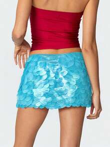 Women's Sequins Mini Skirts Low Rise Y2K Skirts Spring Summer Casual Bodycon Skirts For Streetwear - 藍色 - 查看 3