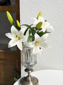 1/2/3/5/6 件丝绸橡胶人造百合花，高 33 厘米，适用于插花、家居装饰、花瓶、花园、窗台、婚礼、派对、感恩节、父亲节，高品质假花